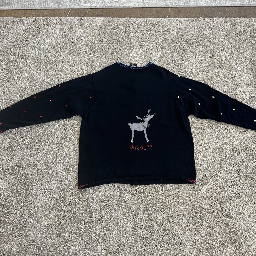 Christina Rotelli Womens 2X XXL Christmas Embelished Sweater Cardigan Reindeer - Picture 9 of 9